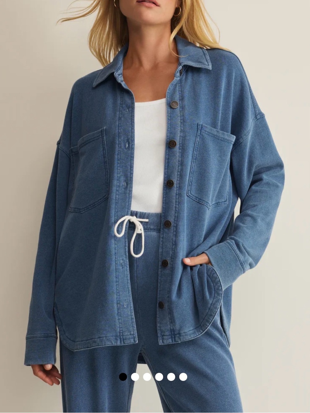 Z Supply Washed Blue Button-Down Oversized Shirt